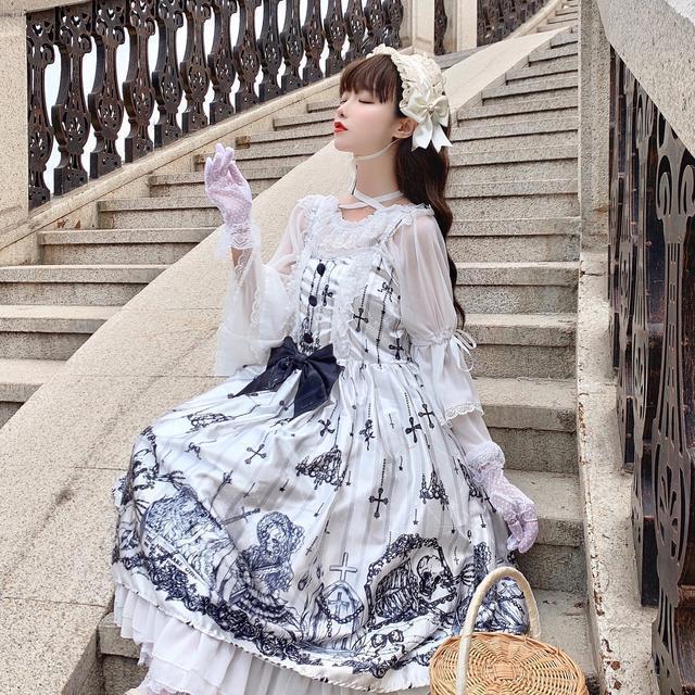 Vestido Lolita JSK Tomb Prisoner Girl Vestido JSK gótico oscuro Vestido de fiesta de princesa victoriana vintage oscuro Vestido lolita sin mangas