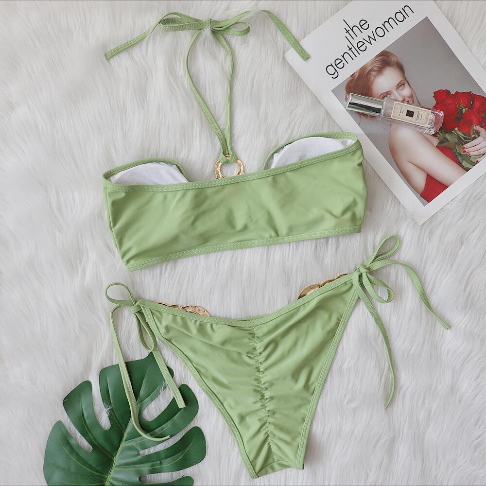 Glam Cutout Bikini with Metal Accents – Sexy European Style Two-Piece Swimsuit for Beach & Pool