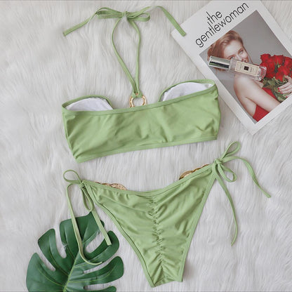 Glam Cutout Bikini with Metal Accents – Sexy European Style Two-Piece Swimsuit for Beach & Pool