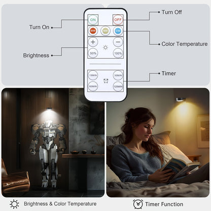 Magnetic LED Picture Lights with Remote – Dimmable Wall Art Lights Battery Powered