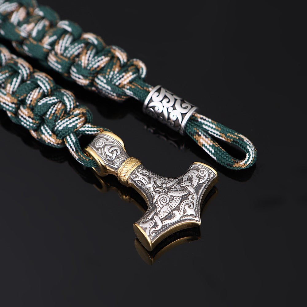 Pulsera trenzada a mano de cuerda de paraguas de titanio y acero inoxidable para hombre