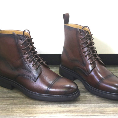 New Black Round Toe Formal Men's Leather Boots