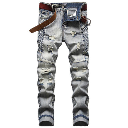 Jeans Homme Brodés Spéciaux Délavés Style Rétro Européen et Américain