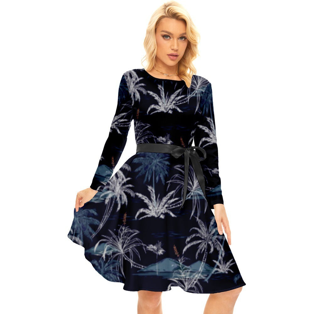 Vestido femenino con estampado de plantas tropicales y diseño de Halloween