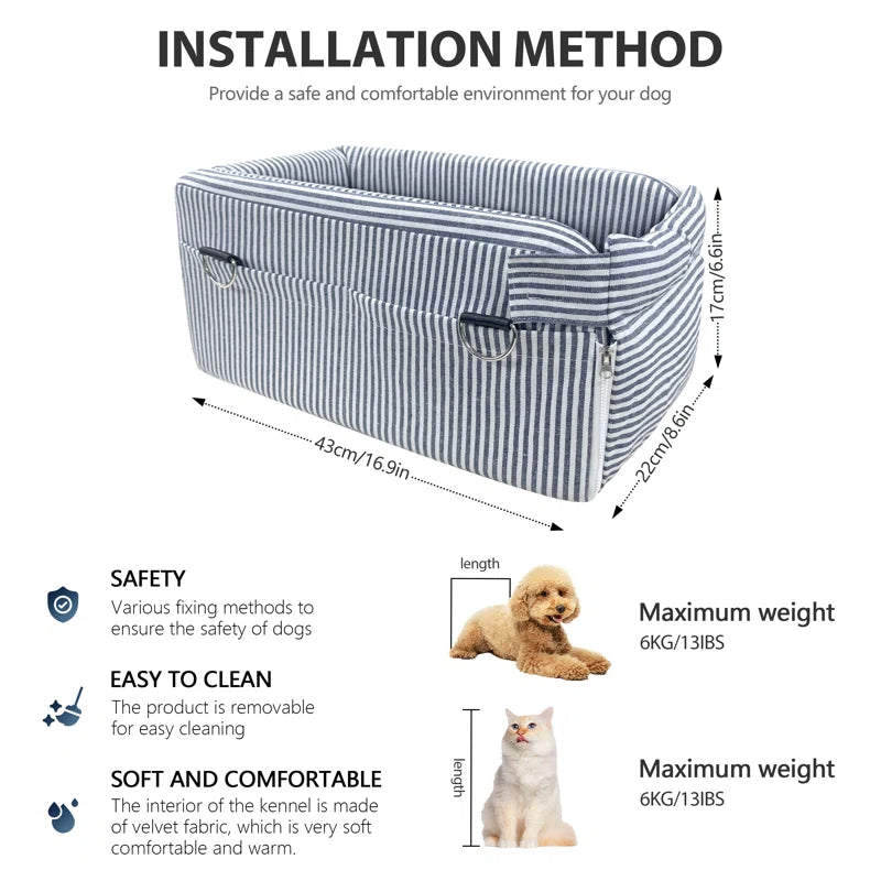Center Console Dog Car Seat for Small Dogs – Comfort Travel Carrier Bed