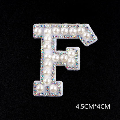 Pearl Rhinestone Cloth Sticker-Letter A-White-2 Pack