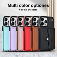 Crossbody Lanyard Card Holder iPhone Case – Lambskin Wallet Cover with Bracket | iPhone 7–15
