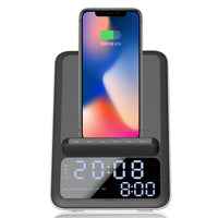 Réveil avec haut-parleur Bluetooth et support de téléphone pour chargeur sans fil