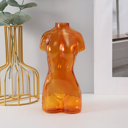 Colored Glass Body Art Flower Arrangement Vase Ornaments