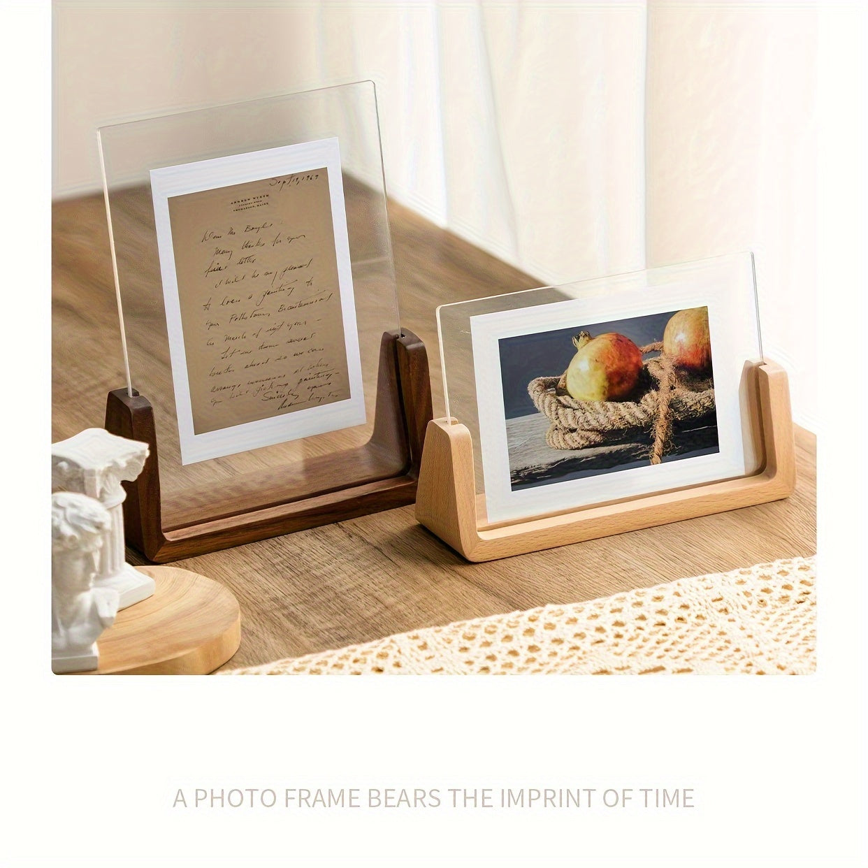 6 Inch Acrylic Photo Frame U Shaped Wood Desktop Picture Frame