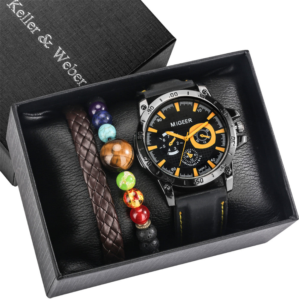 Caja de regalo para hombre con reloj y pulsera