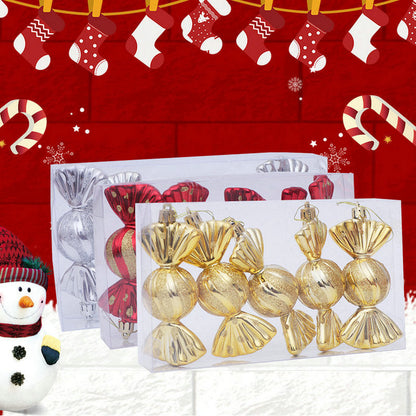 Christmas Decoration Gift Box Electroplating Candy Props Pendant 5 Pcs 1 Box