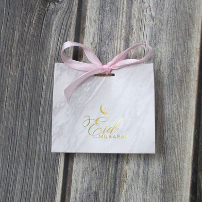 Suministros de decoración de bolsas de regalo de Eid de caja de azúcar jaspeada
