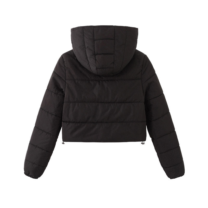 Manteau court à capuche zippé mode Hiver Veste couleur Mandela Vêtements d'extérieur Femme