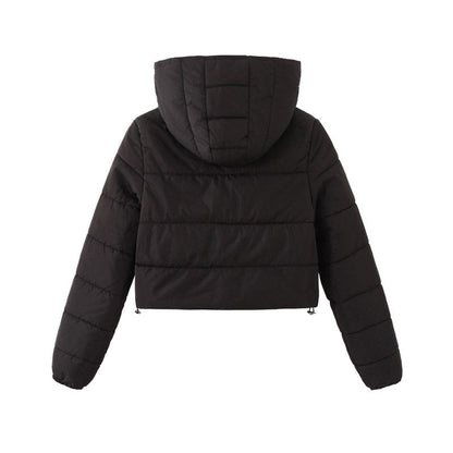 Manteau court à capuche zippé mode Hiver Veste couleur Mandela Vêtements d'extérieur Femme