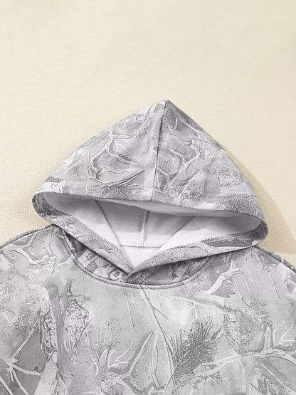 Sweat à capuche sportif oversize imprimé camouflage boisé