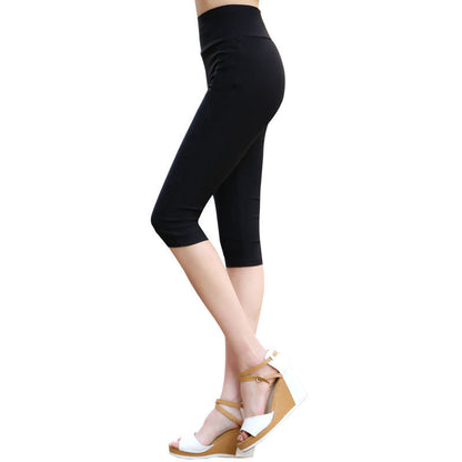 Plus Fat Plus Size Candy Color Cropped Slim-leg Pants