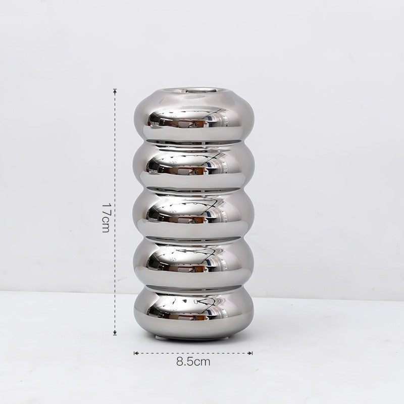 Modern Light Luxury Irregular Silver Plated Ceramic Vase