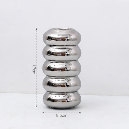Modern Light Luxury Irregular Silver Plated Ceramic Vase