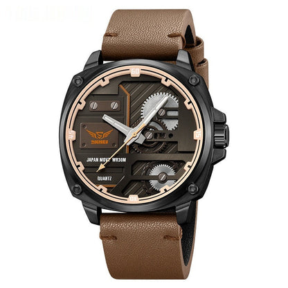 Skmei Genuine Goods New Men's Watch Mechanical Wind Large Dial Men's Quartz Watch 30 M Waterproof Belt Watch