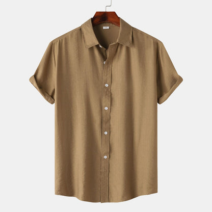 Teenagers Solid Color Short-sleeved Lapel Shirt Top