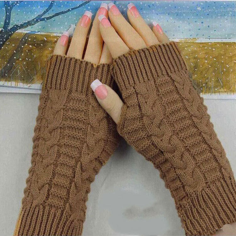 Guantes populares cálidos sin dedos de invierno para mujer
