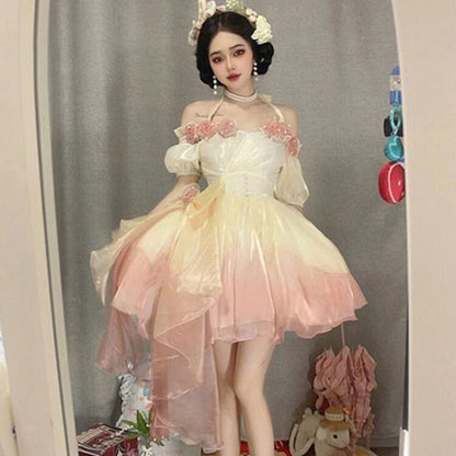 Robe Lolita fleur en trois dimensions sirène douce pour fille