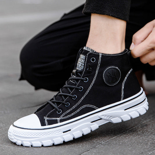 Zapatillas altas de tabla para hombre, transpirables, planas, versátiles, informales para estudiantes