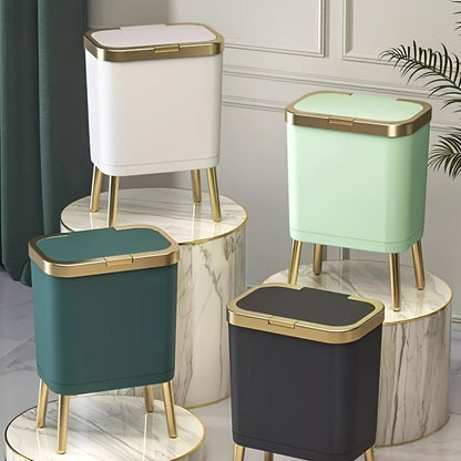 15L Slim Trash Can with Lid Odor Sealing Bathroom Kitchen Bin