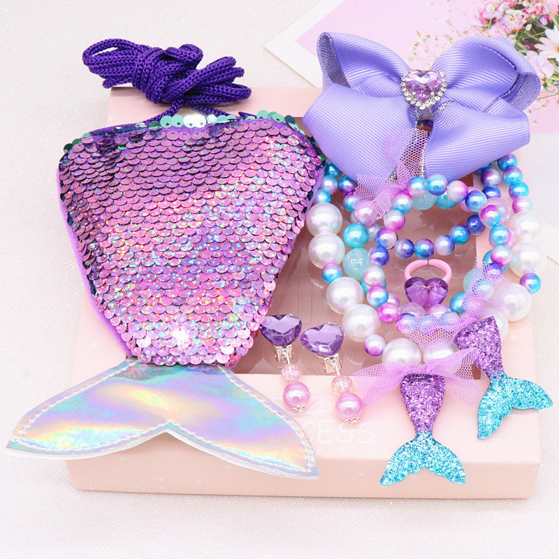 Ensemble de bijoux collier et bracelet queue de sirène pour enfants