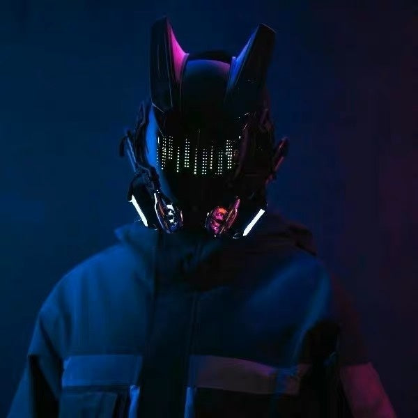 Luminous Helmet Mask – LED Tech Sense Cyberpunk