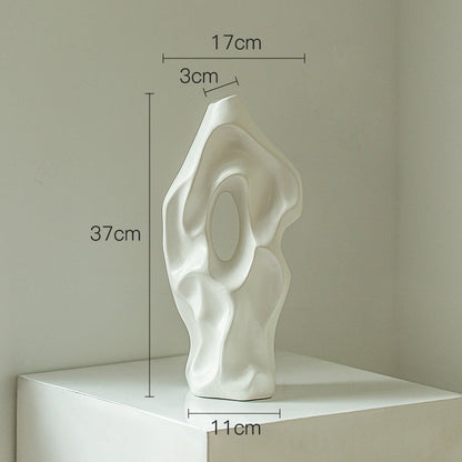 Vase Décoration Salon Arrangement Floral Céramique Sculpture d'Art Blanche Décoration