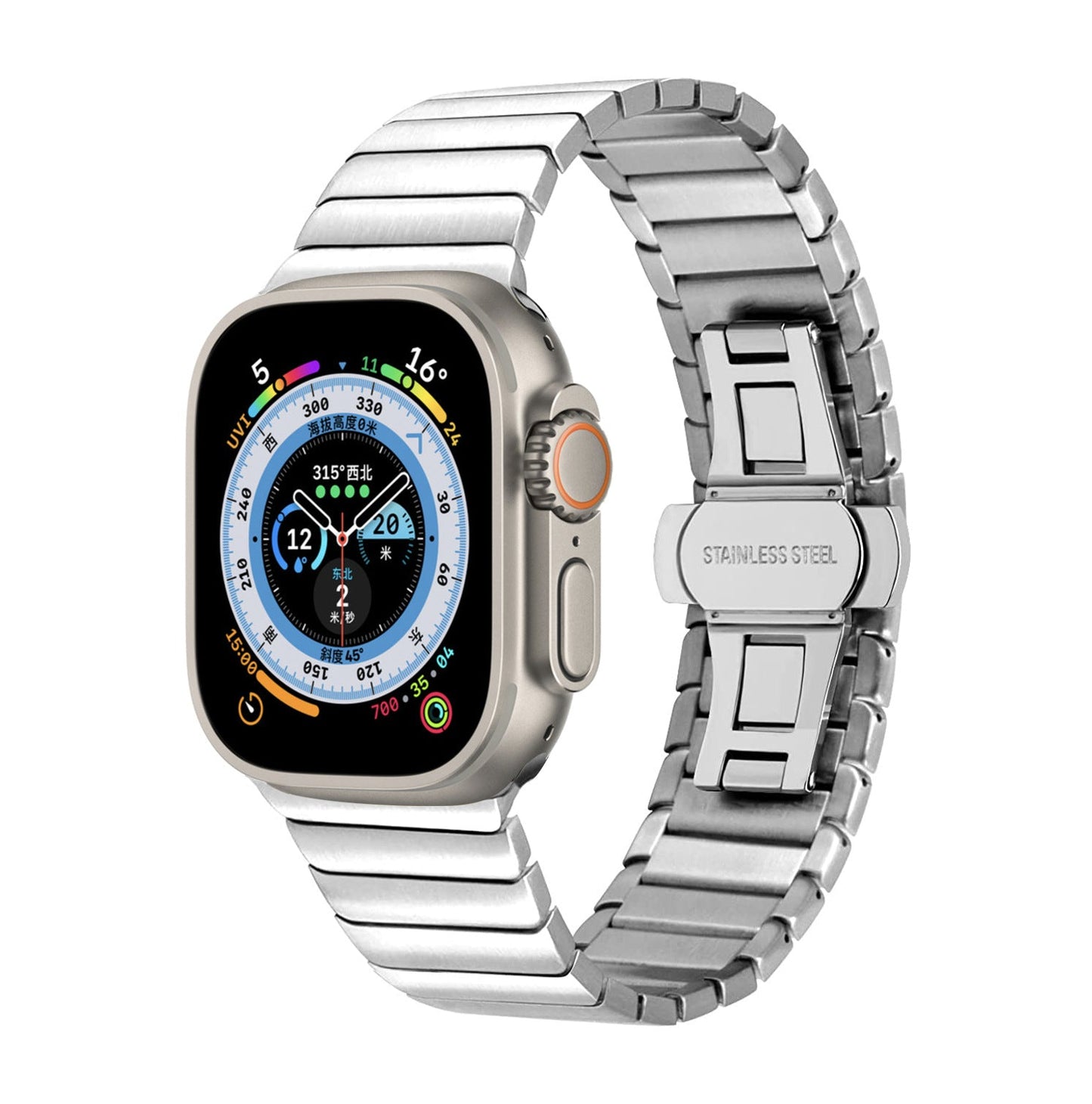 Compatible avec le bracelet en acier inoxydable Smartwatch 8, boucle à nœud, bracelet de montre en métal IWatch