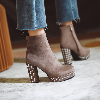 Super High-heeled Slim Simple Suede Single Boots