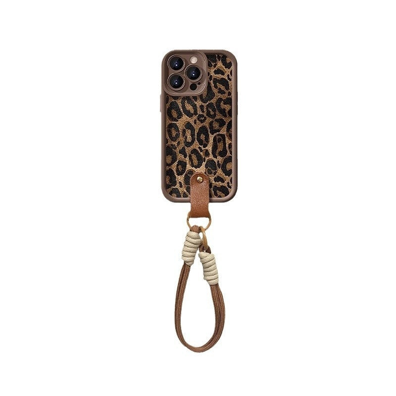 Leopard Print Lanyard Silicone iPhone Case