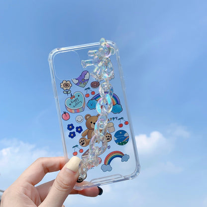 Bear Chain Protective Phone Case with Lanyard