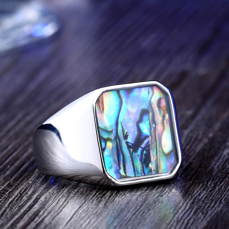 Warrior Men's Retro Personality Creative Stainless Steel Ring Shell Jewelry