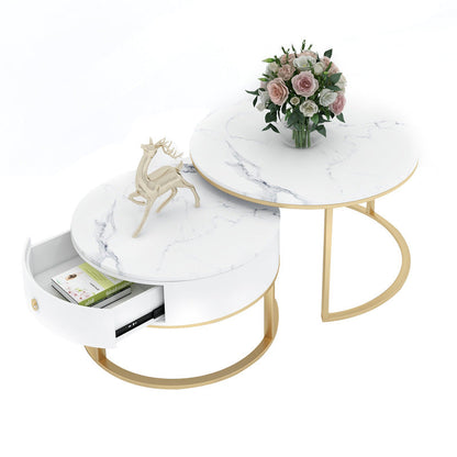 Modern Minimalist Slate Round Coffee Table Combination