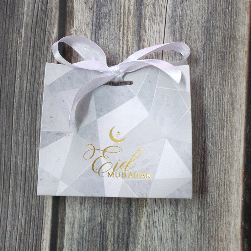 Suministros de decoración de bolsas de regalo de Eid de caja de azúcar jaspeada