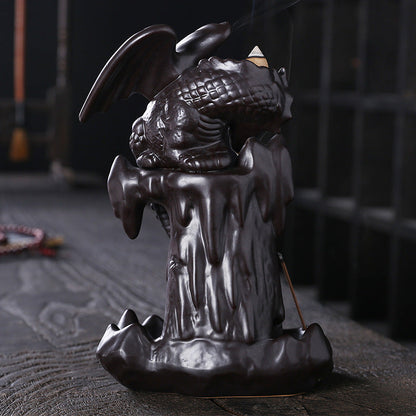 Ceramic Smoke Backflow Incense Burner Nordic Pterodactyl LED Lights Backflow Stove Ornaments