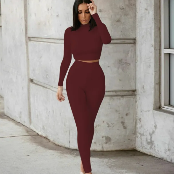 Women's Two-Piece Solid Autumn Overalls Set – Casual Chic Matching Outfit for Fall & Everyday Wear