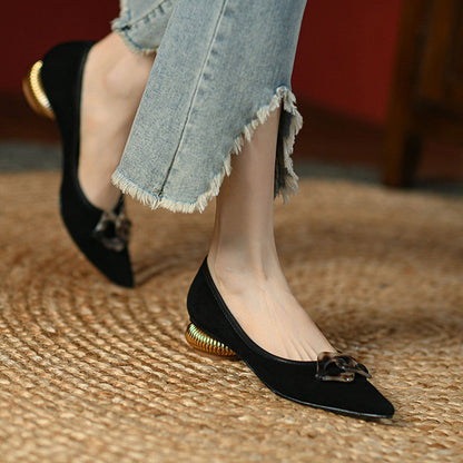 Retro Thick-heeled Low-heeled Single Shoes