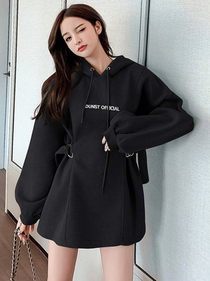 Plus Size Women's Fashion Mid Length Hooded Sweater