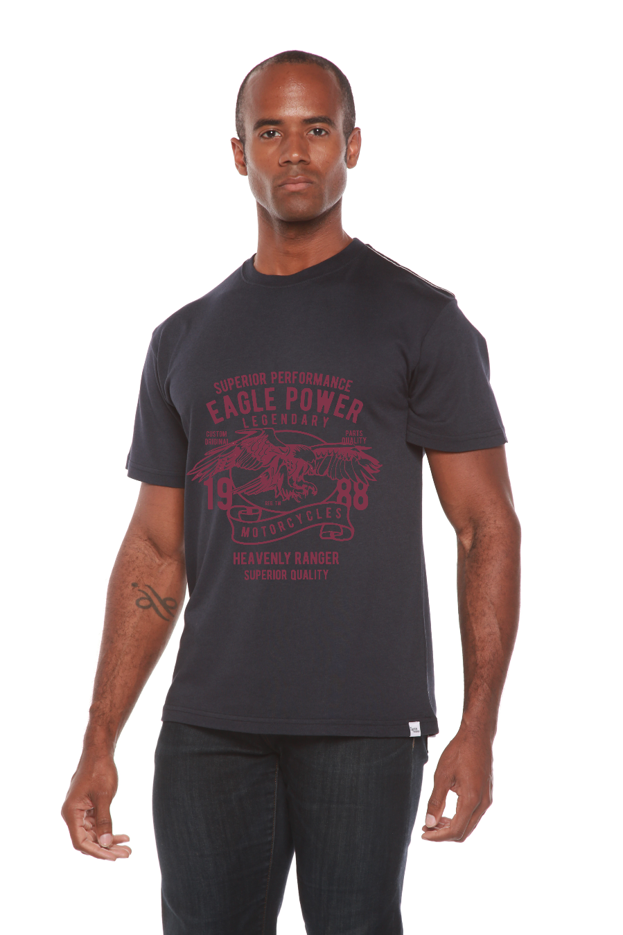 T-shirt graphique à manches courtes en bambou-viscose/coton biologique Eagle Power pour homme