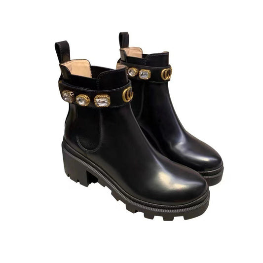 Bottes Martin SGS noires résistantes à l'usure à bout rond