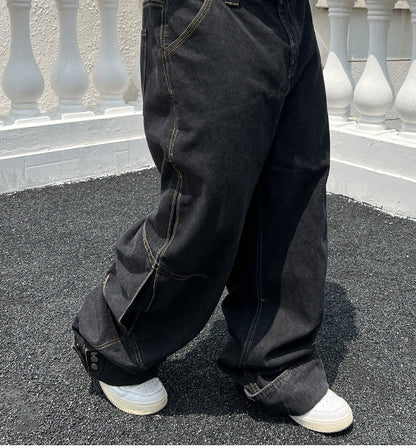 Solid Color Casual Jeans Retro Straight-leg Pants