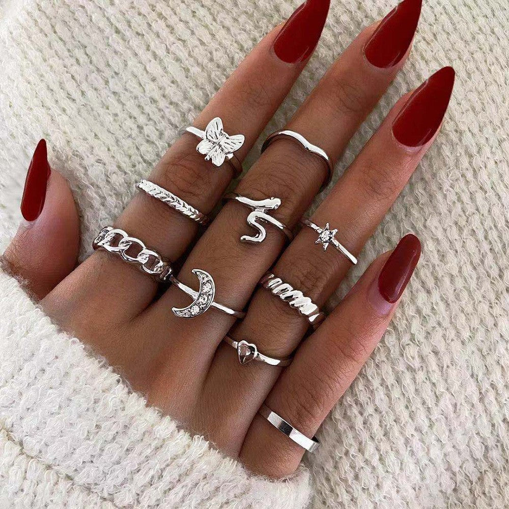 Women's Vintage Water Drop Diamond Ring Suit