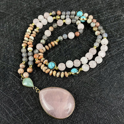 Natural Stone Powder Arrow String Necklace