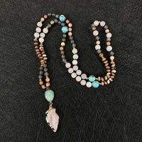 Natural Stone Powder Arrow String Necklace
