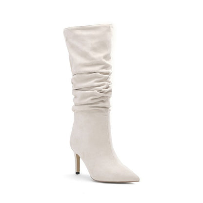 Bottines plissées argentées pour femmes, grandes tailles